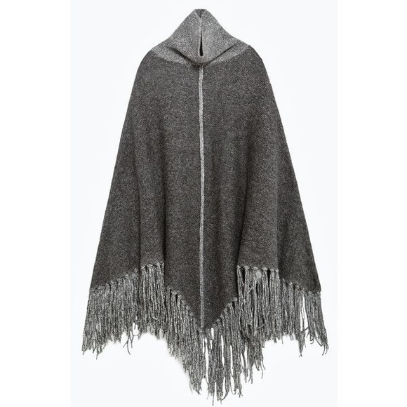 **PRICEDROP** ZARA Knit Fringe Poncho - Picture 1 of 6